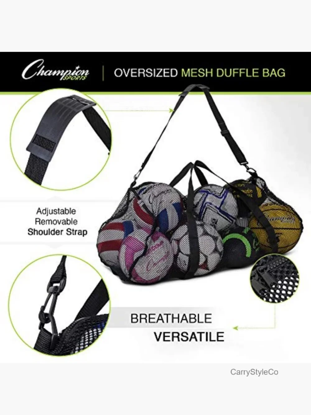 Oversized Mesh Duffle Bag - Breathable Sports & Travel Gear with Zipper &